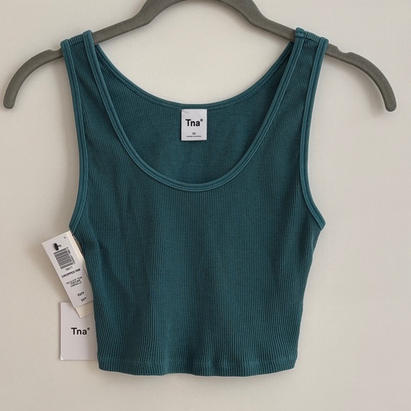 TNA Tops - Aritzia Tna Teal Cropped Rib Tank XS
